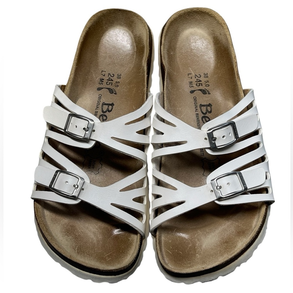 Birkenstock Betula Granada white leather cut out slip on sandals boho comfort